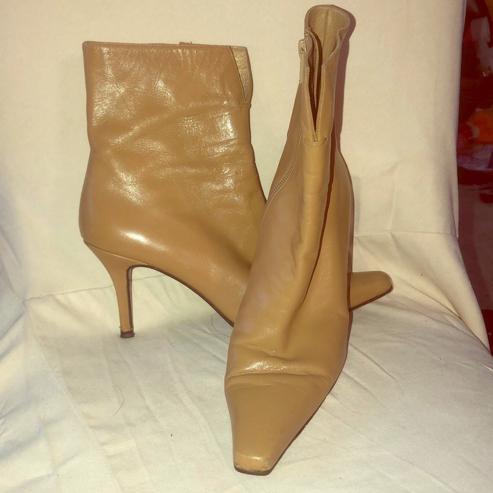 Stuart Weizmann point toe nude ankle bootie
